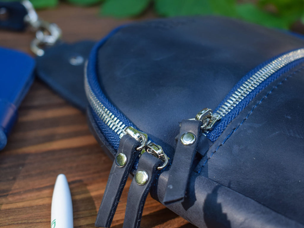 Leather backpack Sling-Bag Blue