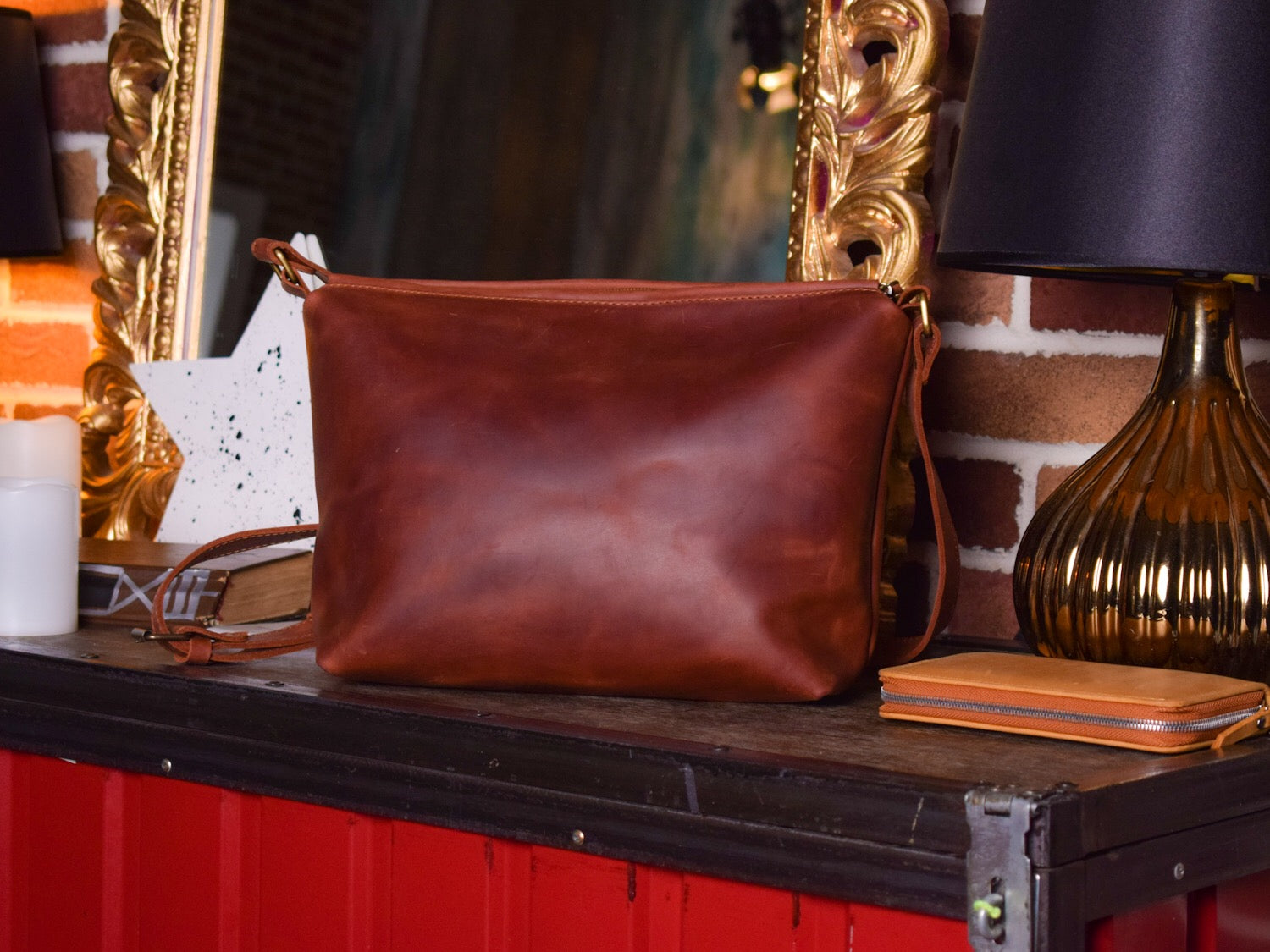 Cardamon Cognac leather bag