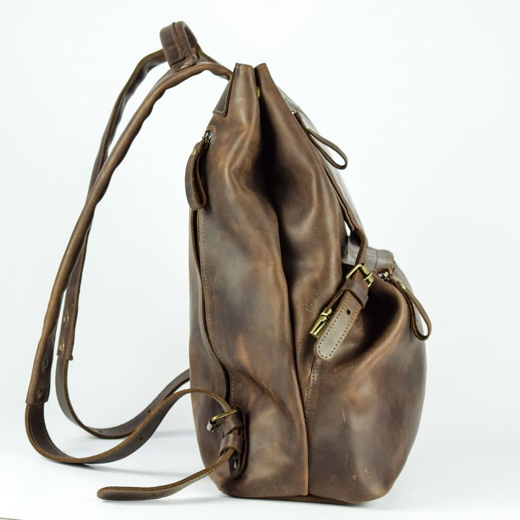 Trip leather backpack in three sizes