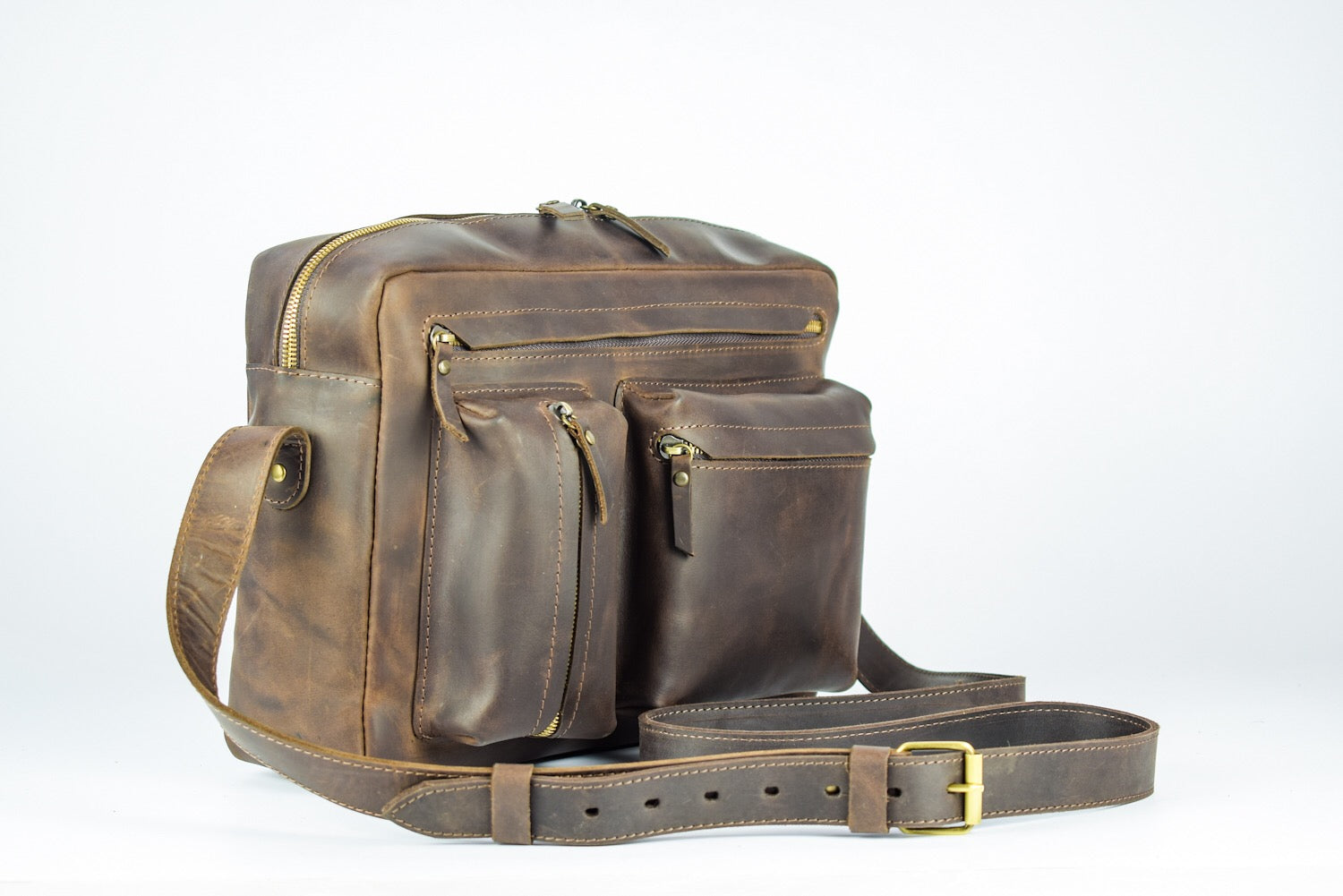 Leather bag City Brown