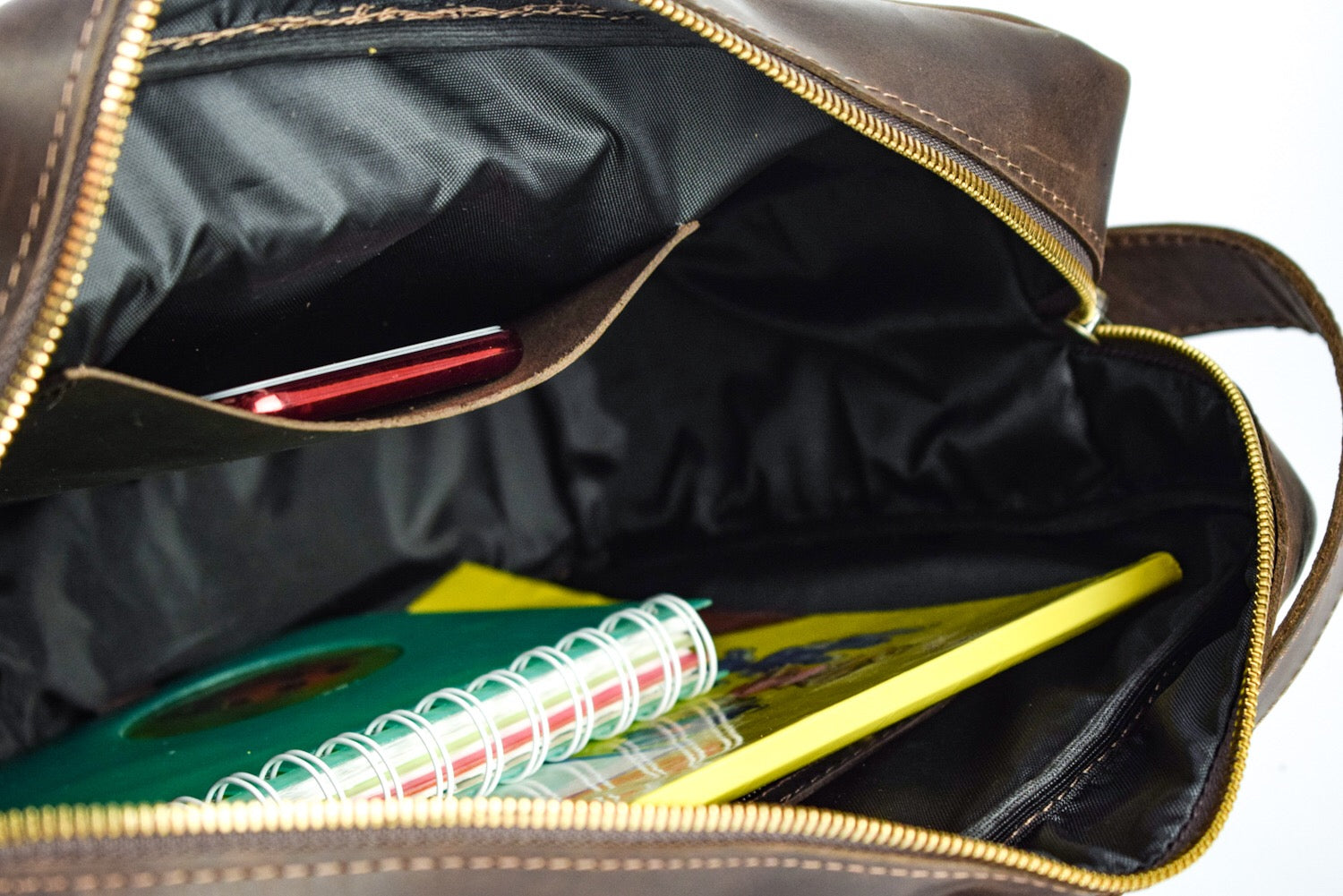 Leather bag City Brown