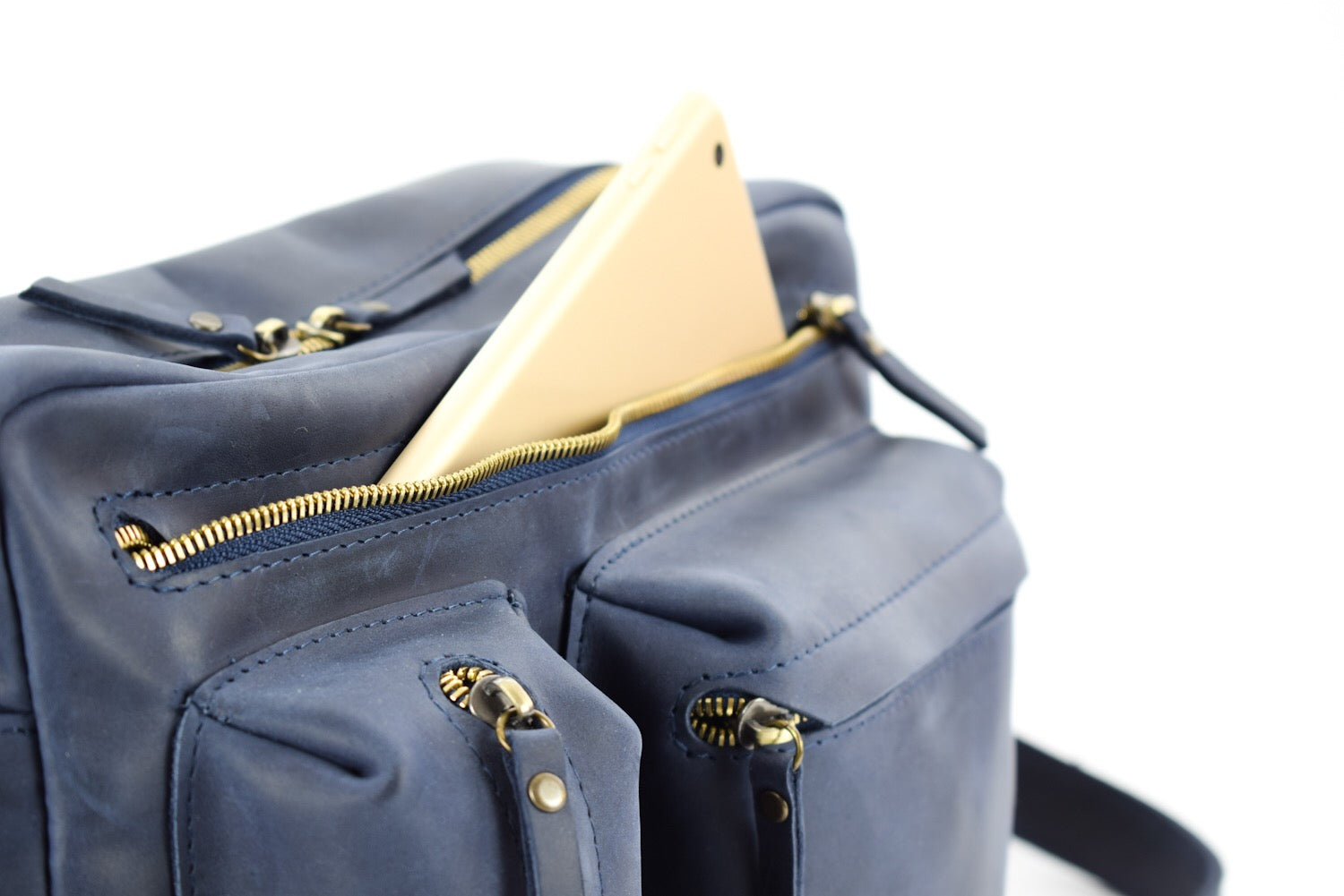 Leather bag City Blue