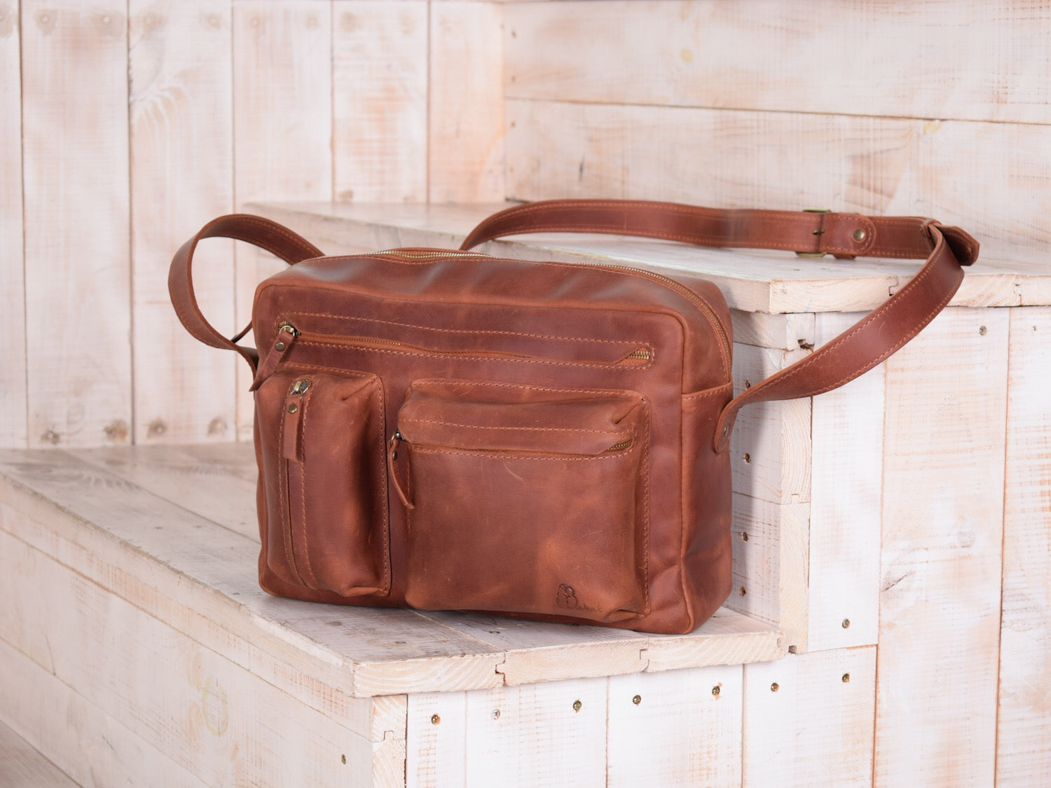 Leather bag City Cognac