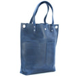 Leather Tote Bag Blue"L"