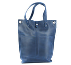 Leather Tote Bag Blue"L"
