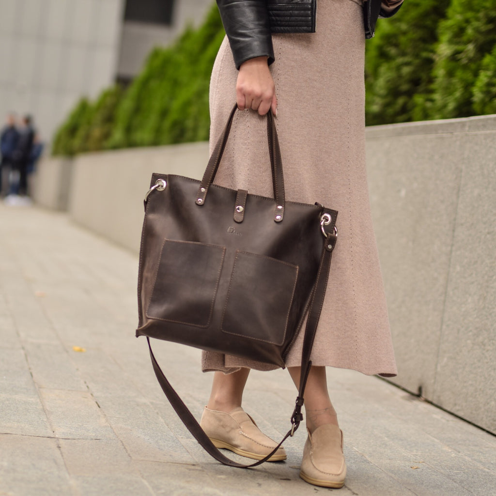 Leather Tote Bag Brown