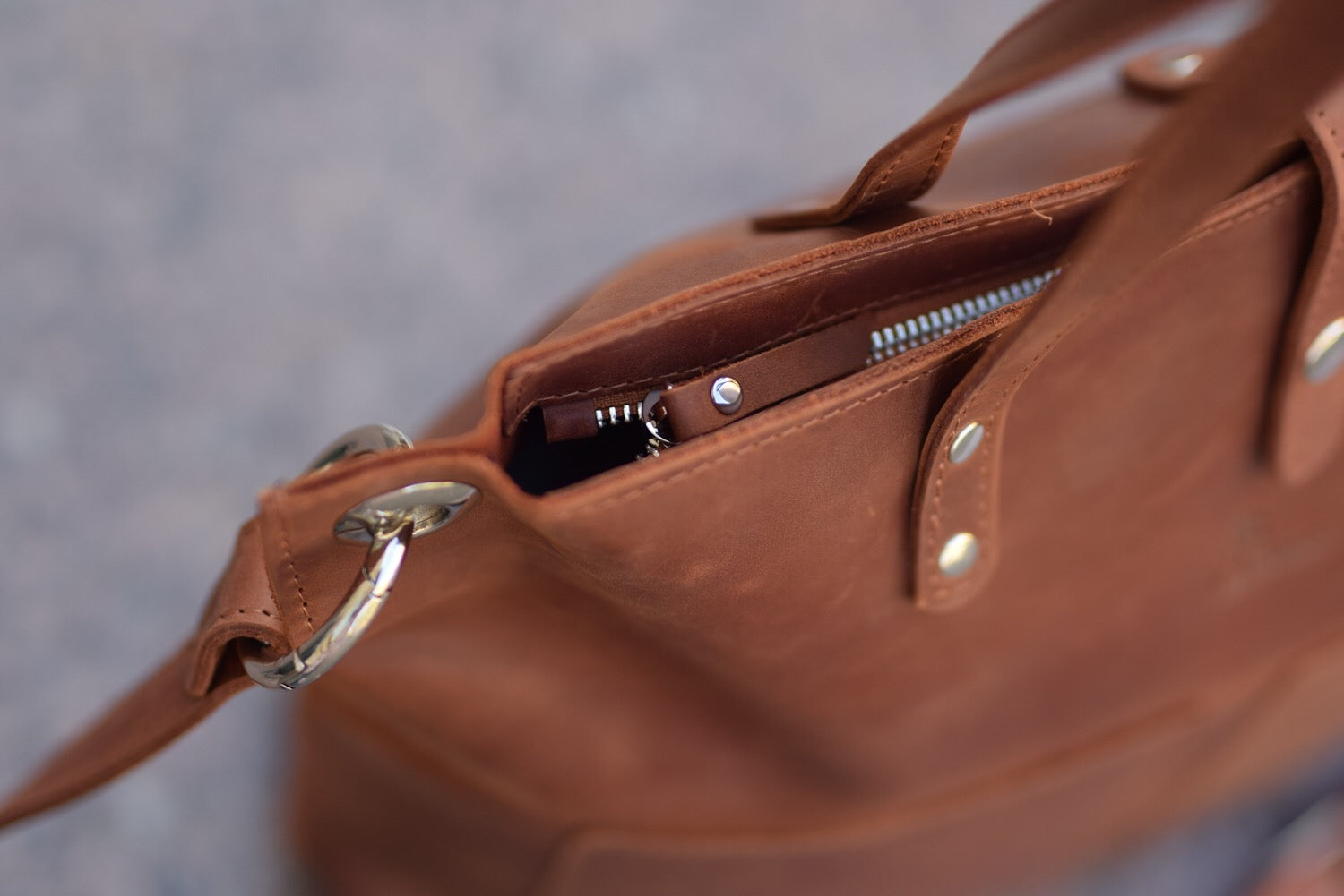 Leather Tote Bag Cognac