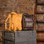 Leather backpack Boston Camel