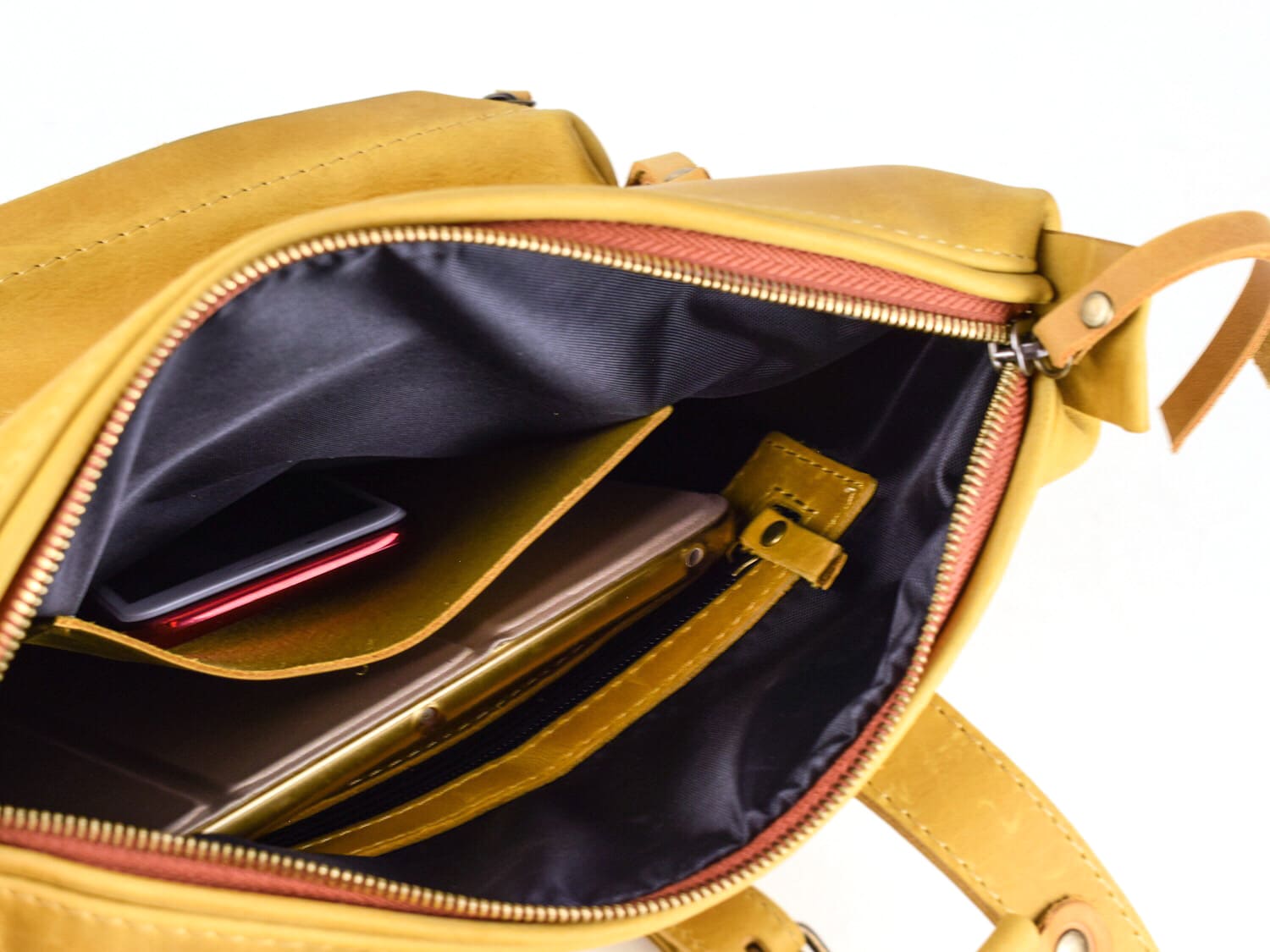 Leather backpack Boston Camel