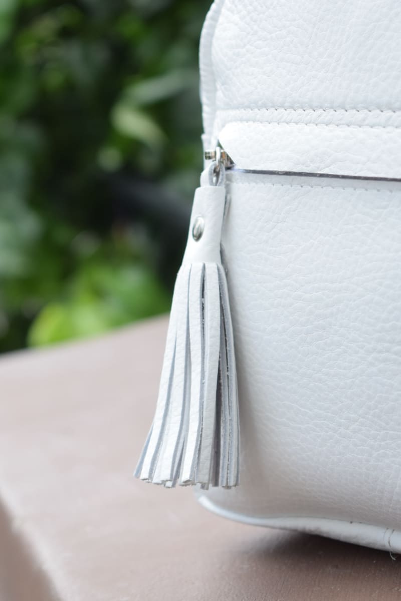 Leather backpack Milashka White-shine