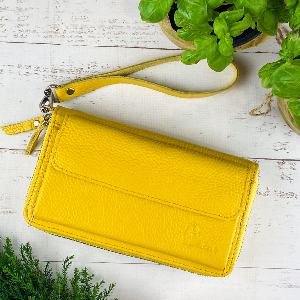 Leather wallet Yellow-shine