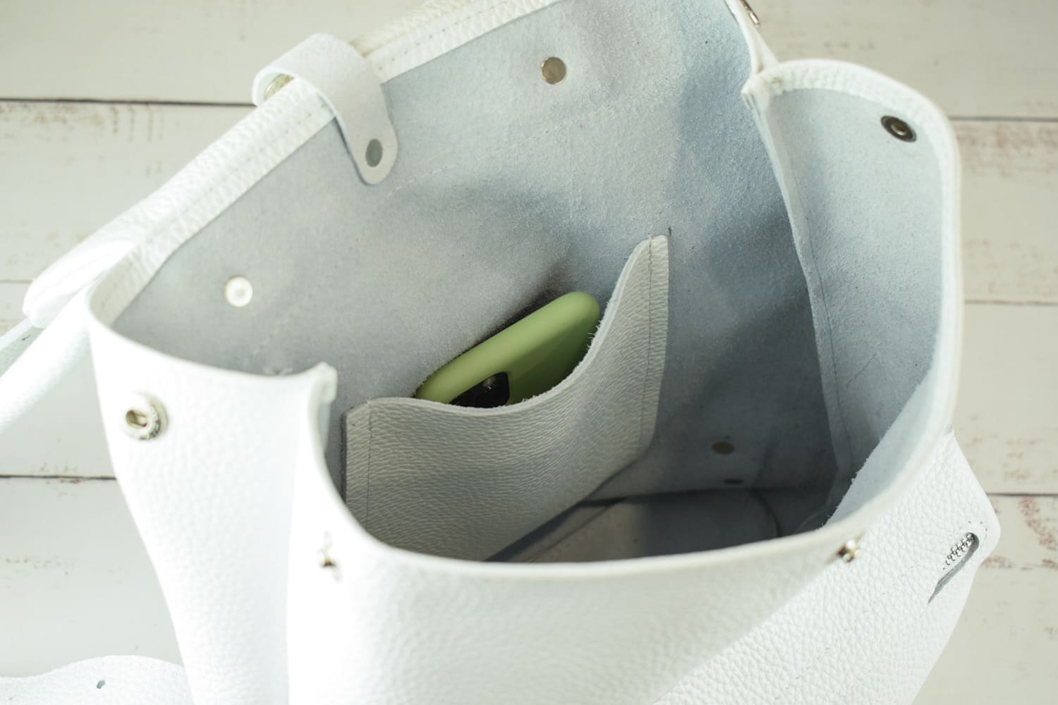 Leather backpack Trip White-shine "S"