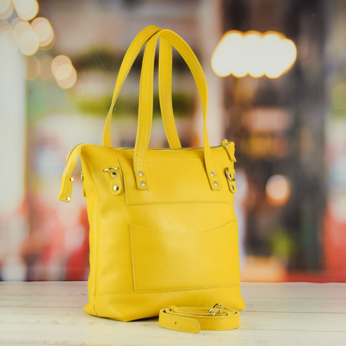 Zippy Yellow-shine Leather Bag