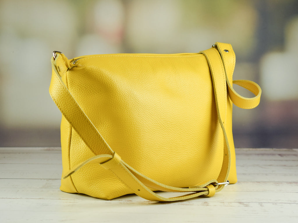 Leather bag Cardamon Yellow-shine