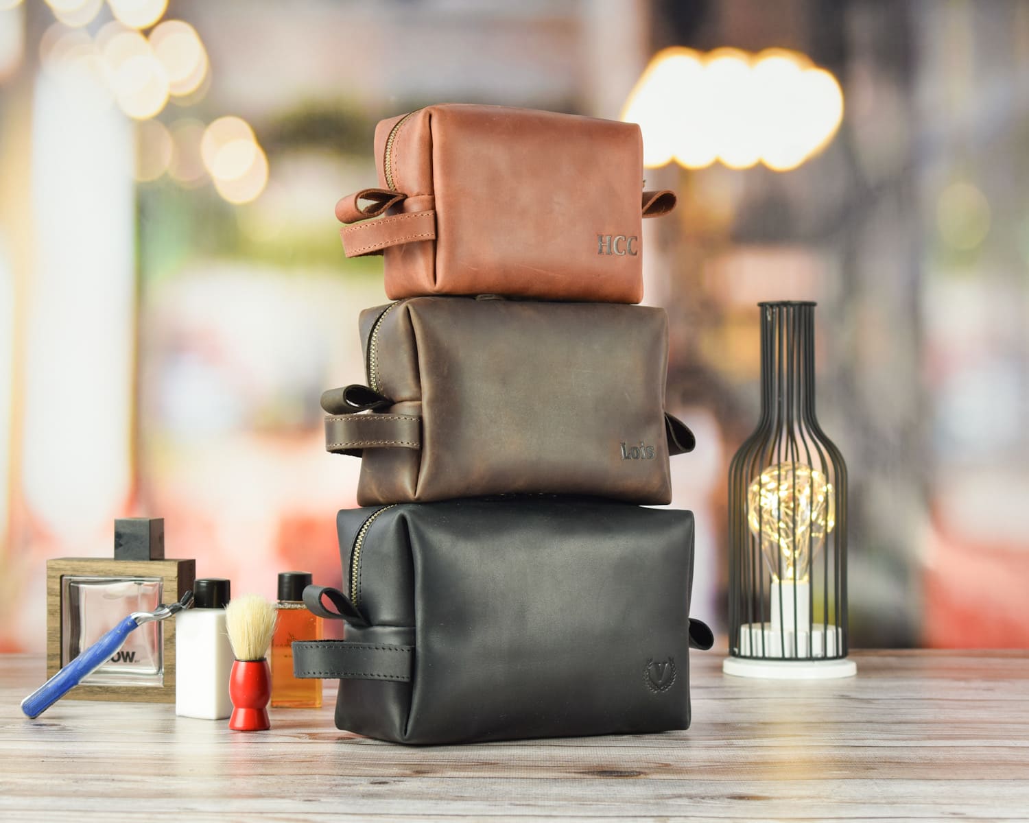 Vertical cosmetic bag in three sizes