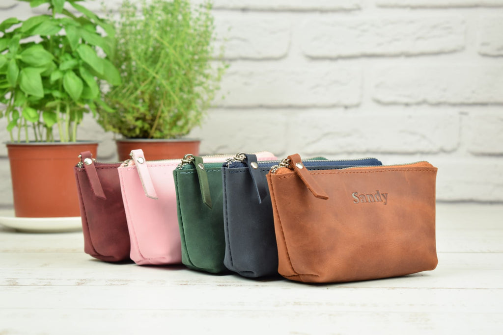 Leather cosmetic bag