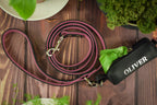 Leather leash with pouch bag