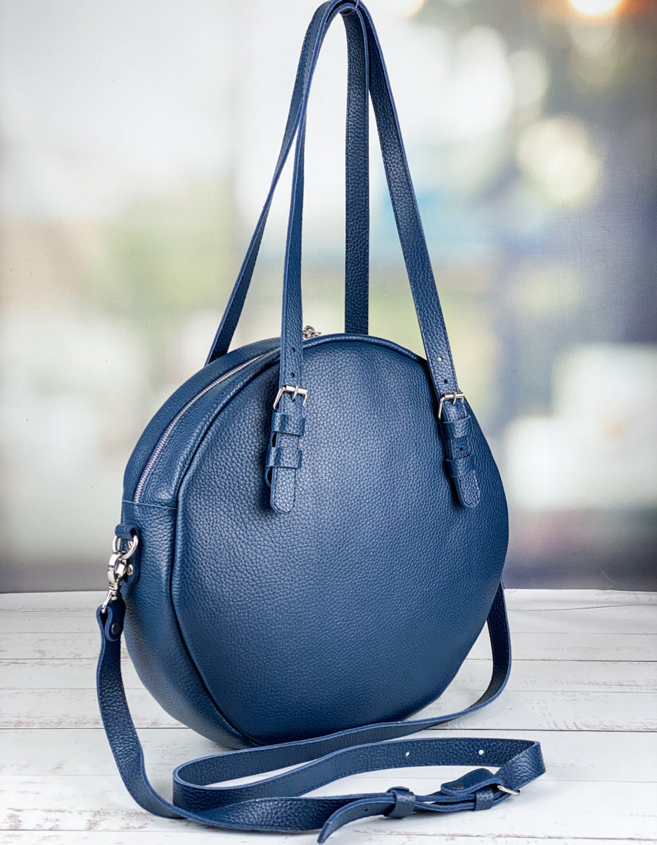 Round leather bag