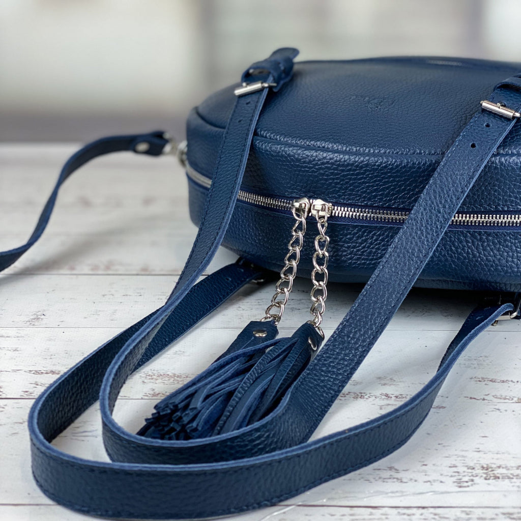 Round leather bag