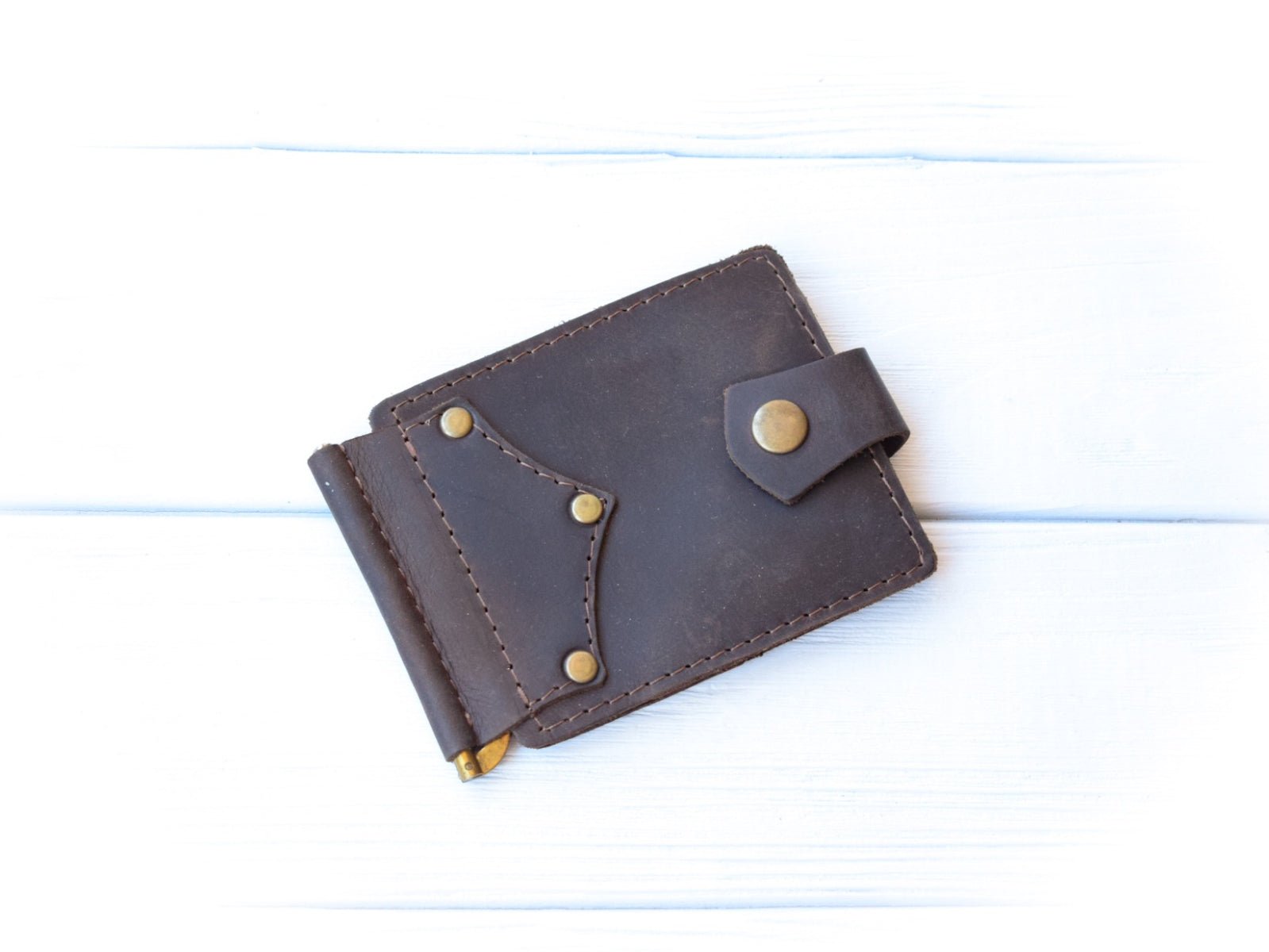 Leather money clip