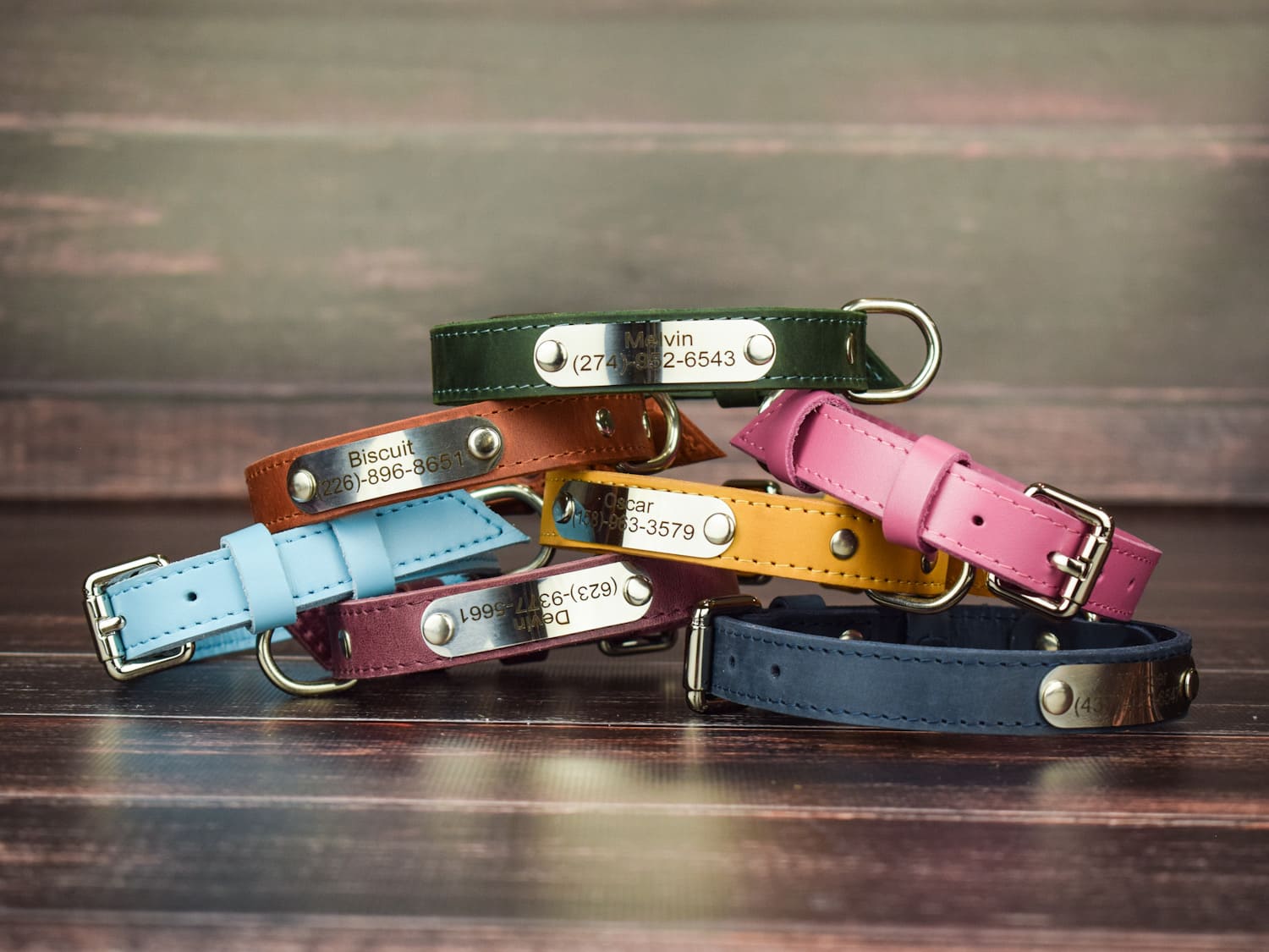 Leather collar for animals