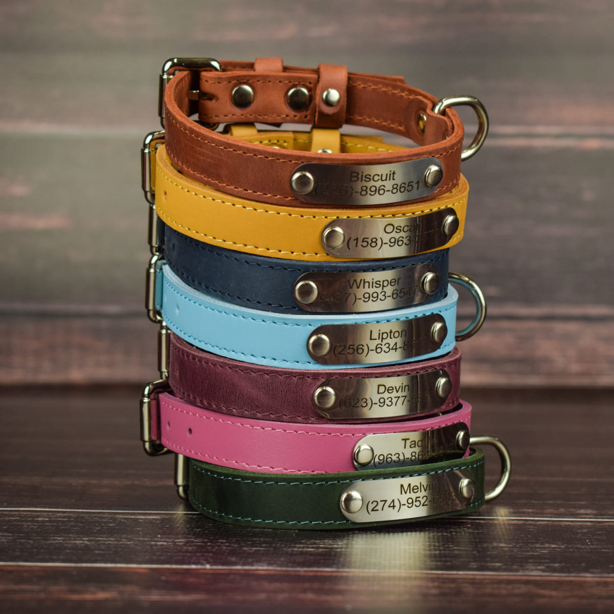 Leather collar for animals