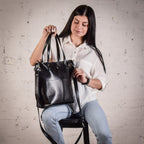 Leather Tote Bag Black-Onix "S"